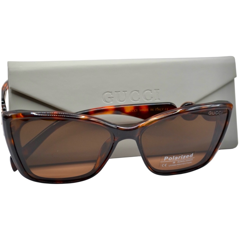 Gucci Women’s Sunglasses | Brown Tortoise Frame | Polarized Brown Lens | Italy - Picture 7 of 14